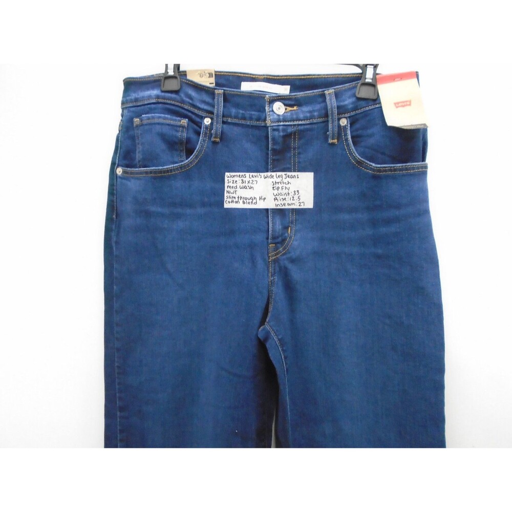 Levi's High Rise Wide Leg Jeans Womens 31x27 Winter Evening Dark Indigo Denim - Picture 2 of 12